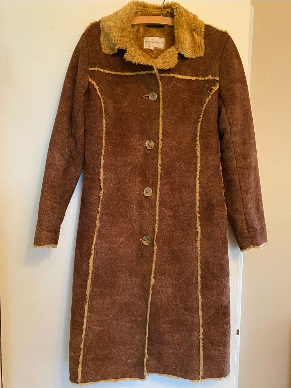 Women's Brown Faux Shearling Long Coat